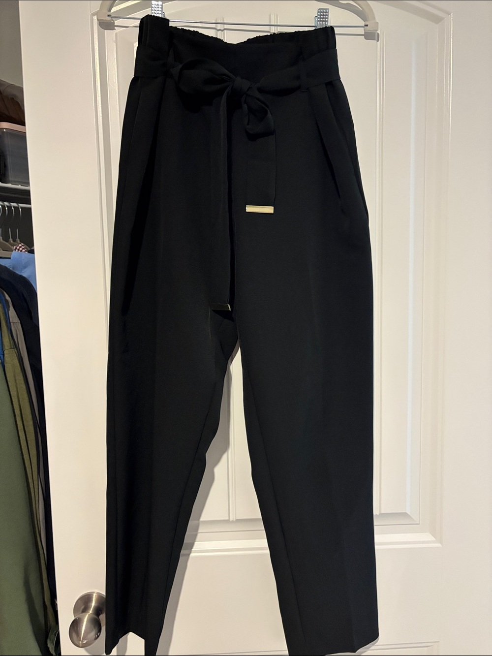 Jules & Leopold Black High-Waist Paperbag Trousers with Tie